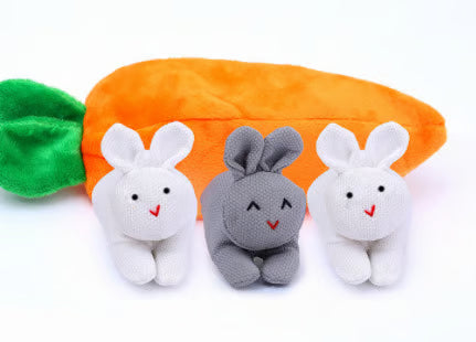 ๐ Hide-and-Seek Bunnies in Carrot Pouch