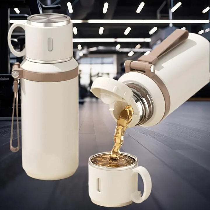 🥤❄️1PCS 600ml 316 stainless steel vacuum insulated bottle, 21oz double-walled insulated cup with dual lids