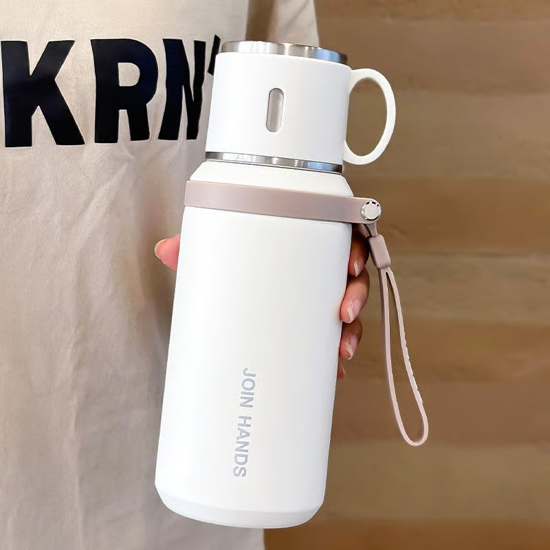 🥤❄️1PCS 600ml 316 stainless steel vacuum insulated bottle, 21oz double-walled insulated cup with dual lids
