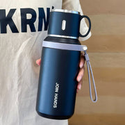 🥤❄️1PCS 600ml 316 stainless steel vacuum insulated bottle, 21oz double-walled insulated cup with dual lids
