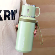 🥤❄️1PCS 600ml 316 stainless steel vacuum insulated bottle, 21oz double-walled insulated cup with dual lids