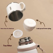 🥤❄️1PCS 600ml 316 stainless steel vacuum insulated bottle, 21oz double-walled insulated cup with dual lids