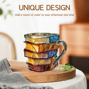 📚 3D Painted Book Mug – Unique Glass Coffee Cup for Readers & Book Lovers🍵