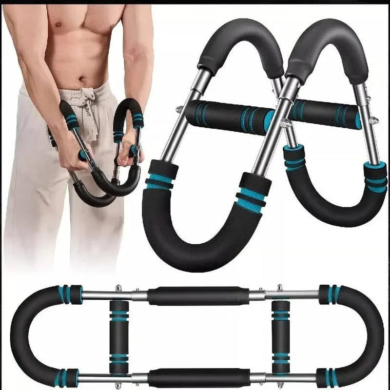 Adjustable weight bar for arm trainers, arm and torso strength training equipment, portable training device for home gyms and fitness