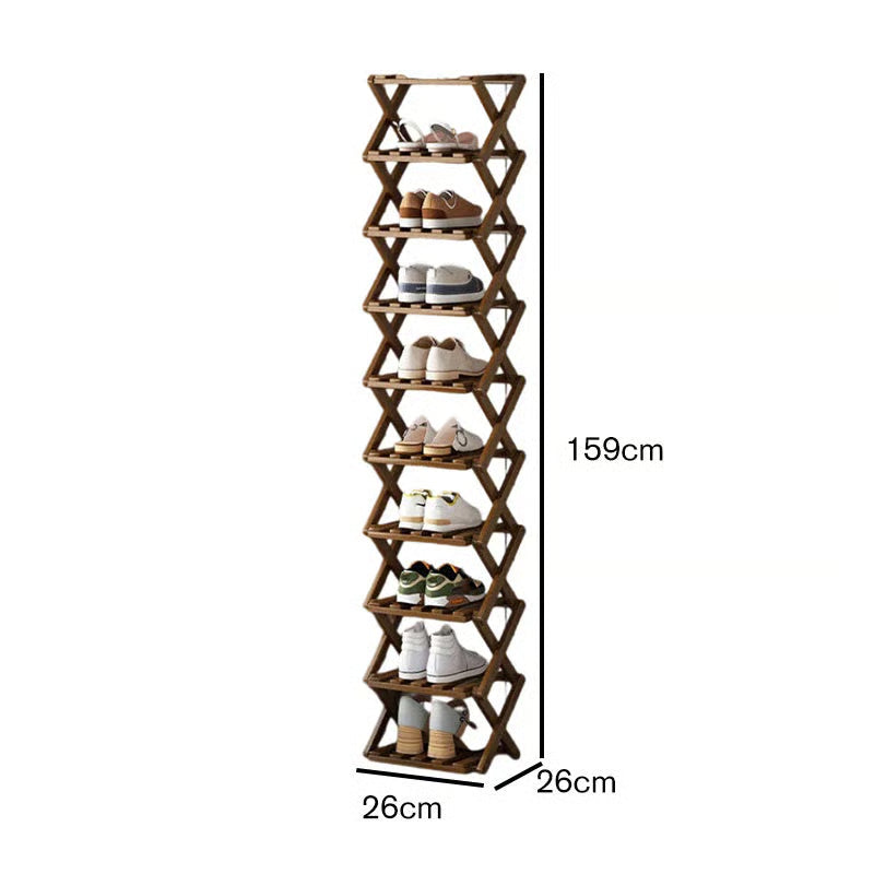 Durable Foldable Bamboo Shoe Rack