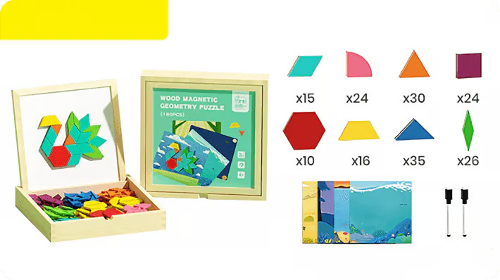 🎁Early Christmas Sale 50% OFF🔥Wooden Magnetic Pattern Block Puzzle Set🧩