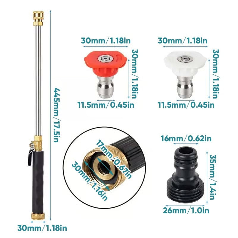 Garden Hose Nozzle High-Pressure Washer with 3 High-Pressure Nozzles