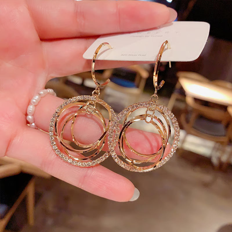 🎁Geometric multi-layered circle flower earrings
