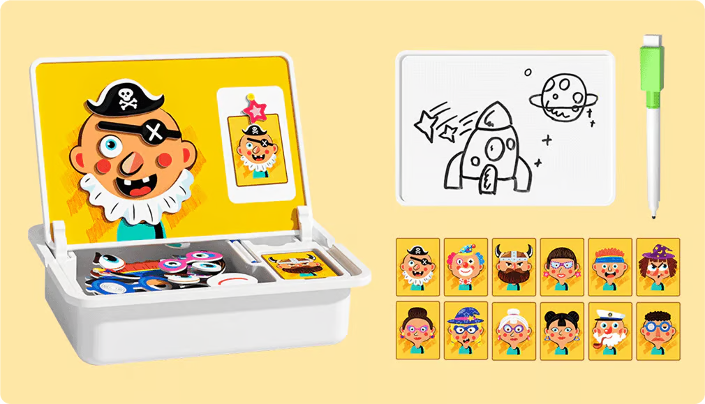 Magnetic Puzzles Face Dress Up Travel Game Double Side Preschool Educational Learning Toy for Kids