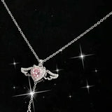 Cute Pink Angel Wings Necklace