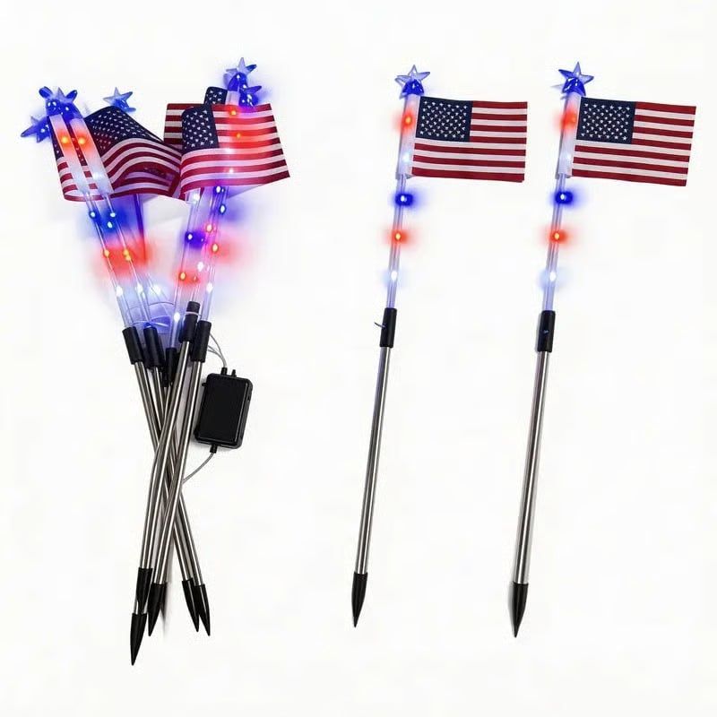 Solar American Flag Pathway Lights