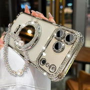 ✨💎Sparkling Diamond Women's Phone Case with Mirror & Stand for iPhone 12/13/14/15/16/17 Pro Max,17Air,14/15/16 Plus💖