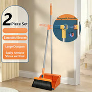 Stand-Up Dustpan Set with 180° Rotating Broom