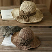 🔥✨Straw Hat with Retro Bow – Foldable & Breathable for Summer