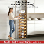 👟The 9-Tier Bamboo Rack: 3-Tier, 6-Tier, and 9-Tier No-Assembly Storage Solution!