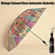 🔥Vintage Stained Glass Automatic Umbrella